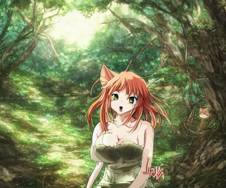 Image similar to frazzled cat in a forest, anime fantasy illustration by tomoyuki yamasaki, kyoto studio, madhouse, ufotable, comixwave films, trending on artstation