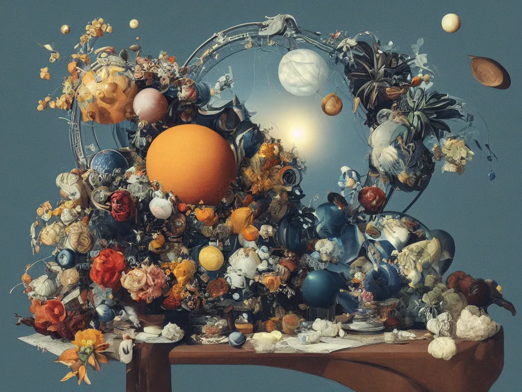 Image similar to f / 4 aperture, the universe is a spheroid region 7 0 5 meters in diameter, sunlight study, art nouveau, by jan davidz de heem and ( ( ( ( ( martin johnson heade ) ) ) ) ) and ( ( ( ( ( lisa frank ) ) ) ) ), 8 k, octane render