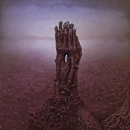 Image similar to rotted hand made by Zdzislaw Beksinski