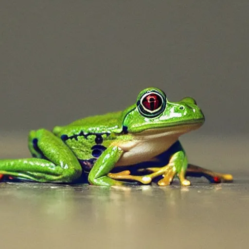 Prompt: christian frog, praying, cross