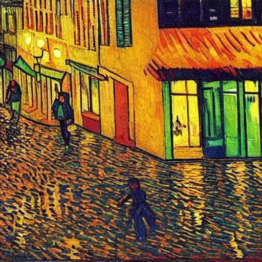 Image similar to a vincent van gogh painting of streets of rage 2