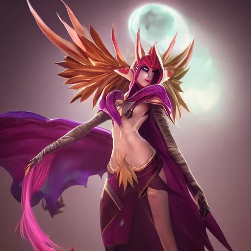 Image similar to league of legends, xayah and rakhan, style of photorealism