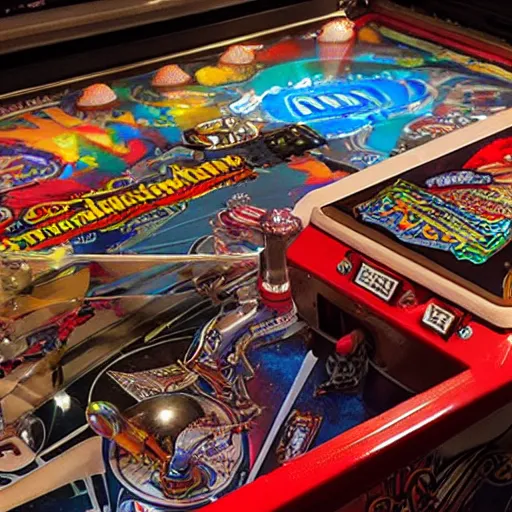 Image similar to photograph of a dmb themed pinball machine