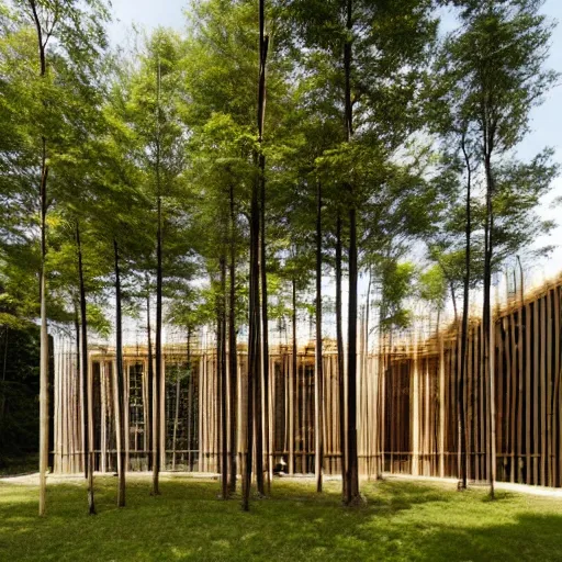 Image similar to a building in a stunning landscape by kengo kuma