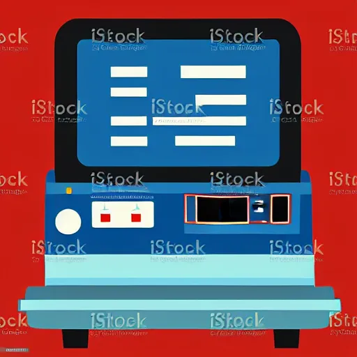 Image similar to cash register in front of a wall of electrical supplies vector art