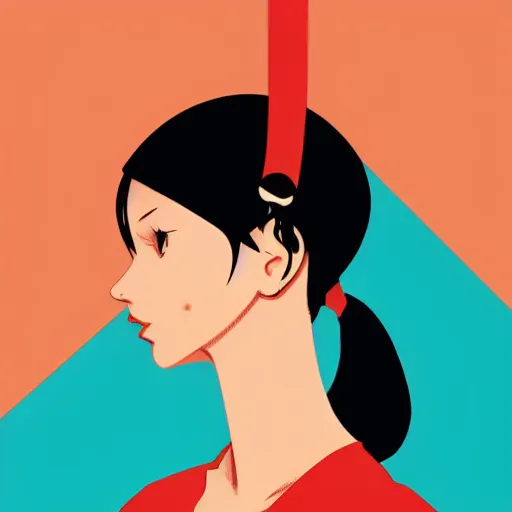 Prompt: the silhouette of an ear, by ilya kuvshinov, retro flat colors