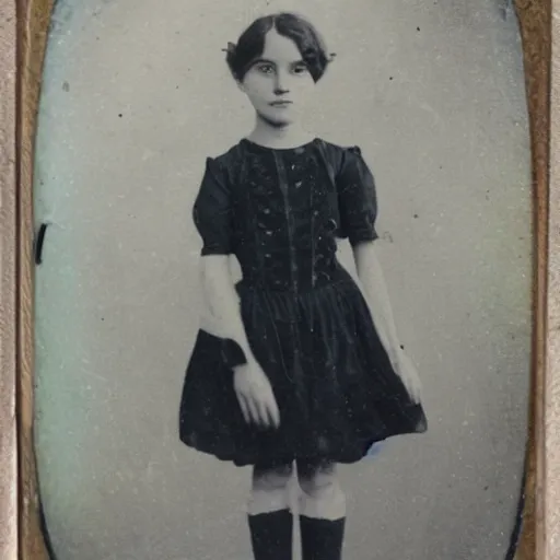 Image similar to tintype photo, girl with three legs