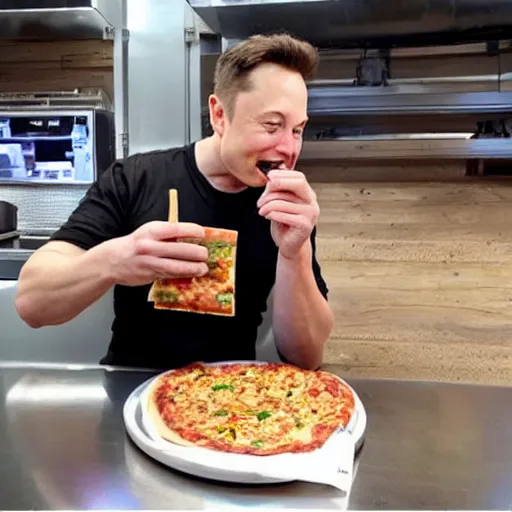 Prompt: elon musk eating pizza