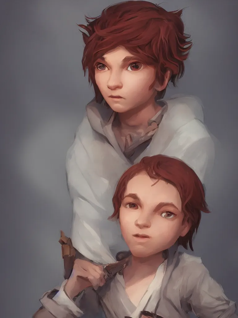 Image similar to gorgeous androgynous child by disney concept artists, blunt borders, eye contact, godly light,