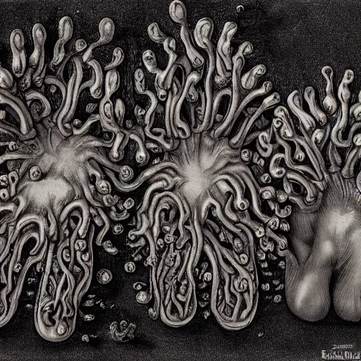 Prompt: disgusting hellish disturbing strange dutch golden age bizarre mutant flower floral still life with many human toes realistic human toes blossoming everywhere creepy insects very detailed fungus tumor disturbing tendrils bizarre slimy forms sprouting up everywhere by rachel ruysch christian rex van minnen black background chiaroscuro dramatic lighting perfect composition masterpiece high definition 8 k 1 0 8 0 p