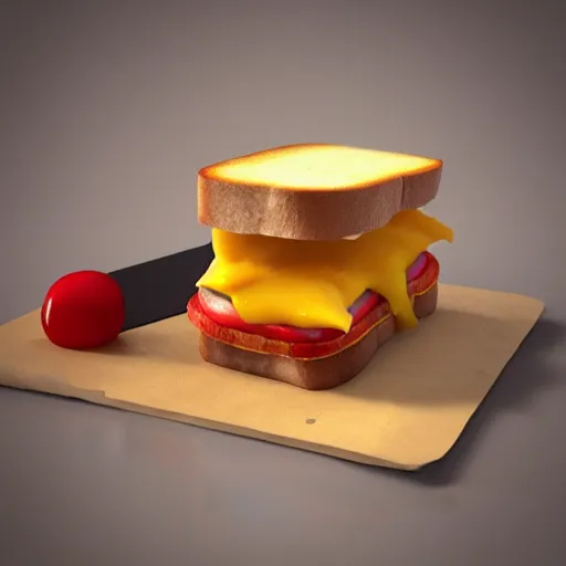 Prompt: a cute cartoon sandwich spewing cheese, 3D render, Unreal Engine, 4K