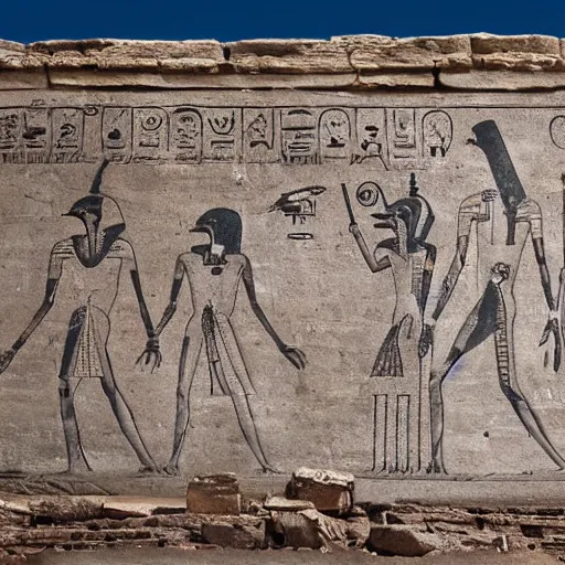 Image similar to gray aliens on a ancient egypt wall