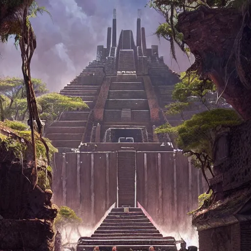 Prompt: black panther aztec temple geog darrow greg rutkowski