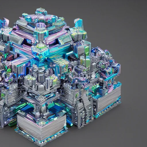 Image similar to an intricate complex bismuth!! mineral, hyper detailed, 8k, octane render, sparkling, shimmering, glistening, masterpiece