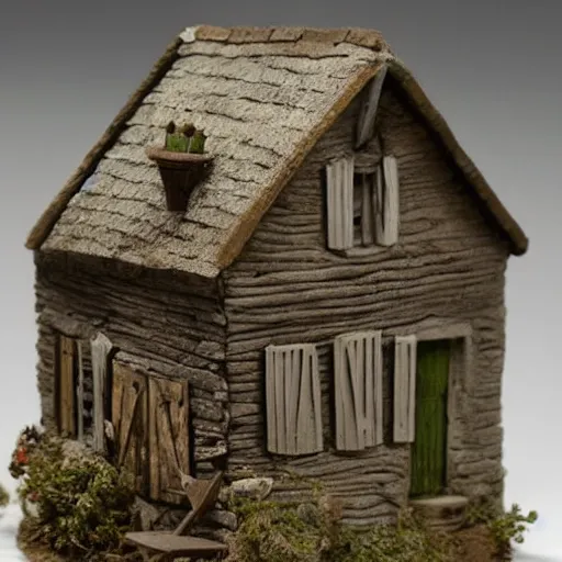 Prompt: minature 1 8 0 0 s france village sculpted in the style of george tsougkouzidis, clay, sculpture, portrait lighting