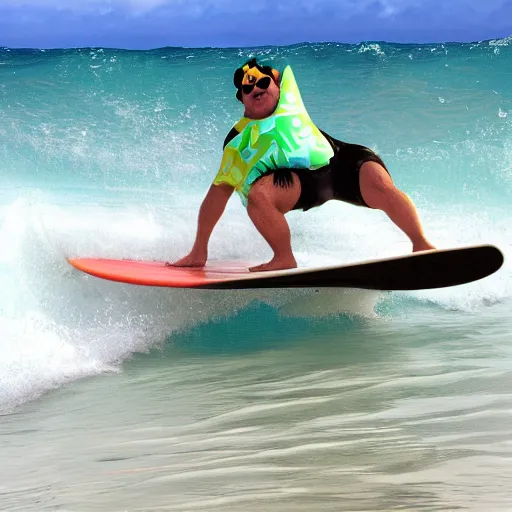 Image similar to Wario surfing in Hawaii