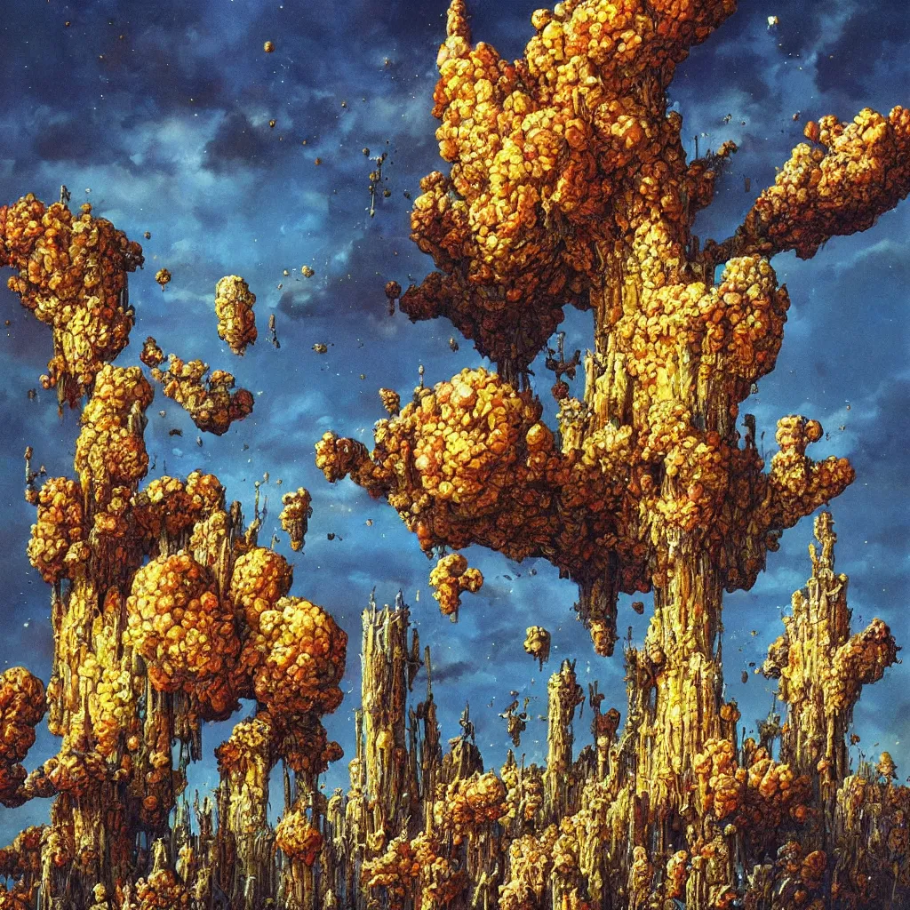 Prompt: a single! colorful! fungus tower clear empty sky, a high contrast!! ultradetailed photorealistic painting by les edwards, hard lighting, masterpiece