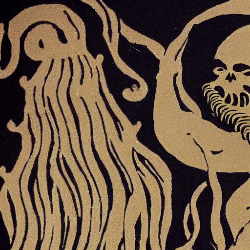 Prompt: dead sea scrolls depicting the return of cthulhu