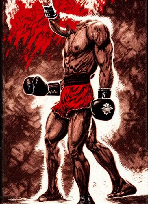 Image similar to extreme long shot. 8 bit nes graphics. antropomorphic muscular masculine wolf. kickboxer fighter, in shorts. wolf head. fine details, very sharp, art from nes game cartridge, marc simonetti and hermann nitsch