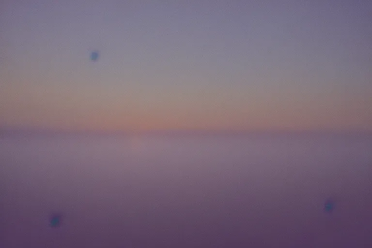 Image similar to film photography, minimalism, lips with smeared lipstick in motion blur in blue fog, golden hour, 35mm, motion blur