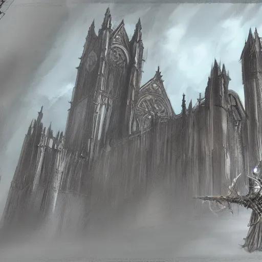 Prompt: cathidral of the deep concept art, darksouls concept art