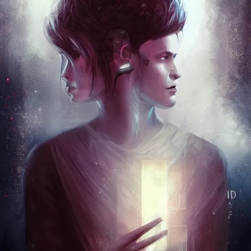 Prompt: Just living in the database as the madness of the system grows, flashback forever grown what world is this, a cult of personality, space armor, by Charlie Bowater, Neo-Gothic, gothic, rich deep moody colors