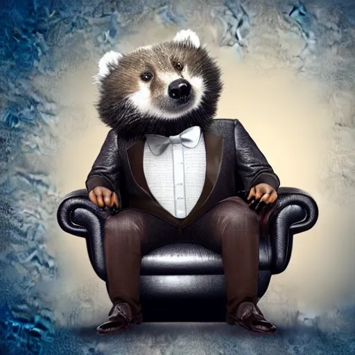 anthropomorphic badger sitting in luxury executive | Stable Diffusion ...