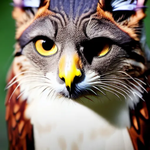 Image similar to a falcon - cat - hybrid, animal photography