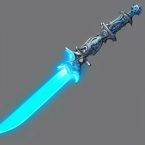 Image similar to professional concept art of a futuristic sword, super detailed, intricate, neon light blue color, dramatic light, weapon studio, trending on artstation 8 k hd