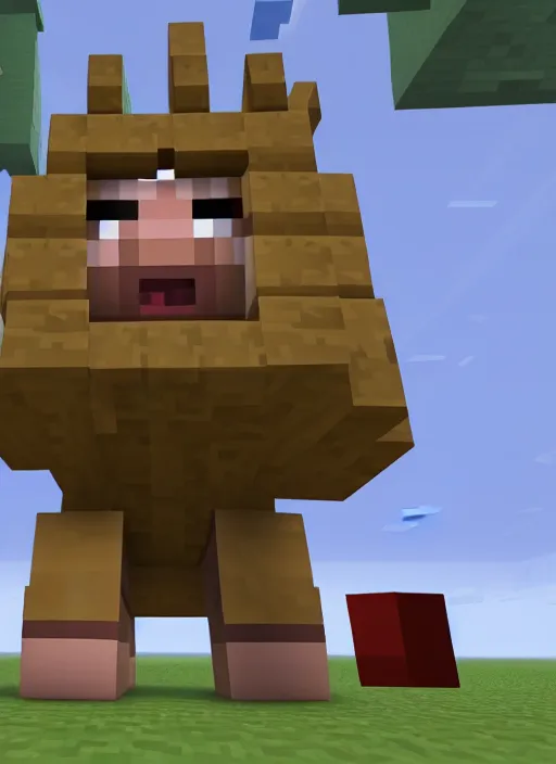 Prompt: pig from minecraft standing upright wearing iron armor and holding a sword