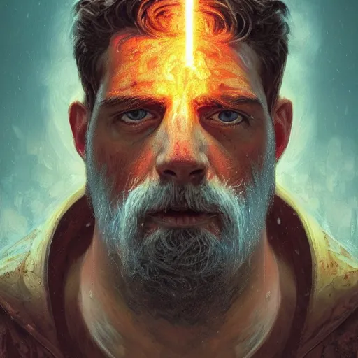 Image similar to portrait of melted zeus starring into the camera, fixed eyes, lightning environment, surreal, dramatic lighting, face, detailed, intricate, elegant, highly detailed, digital painting, artstation,, concept art, smooth, sharp focus, illustration, art by sam spratt, dan mumford, artem demura and alphonse mucha