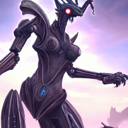 Image similar to high quality bug pov shot, of a highly detailed beautiful Giant female warframe, but as an anthropomorphic robot female dragon, looming over you, unaware of your existence, posing elegantly, highly detailed art, realistic, professional digital art, high end digital art, furry art, DeviantArt, artstation, Furaffinity, 8k HD render, epic lighting, depth of field