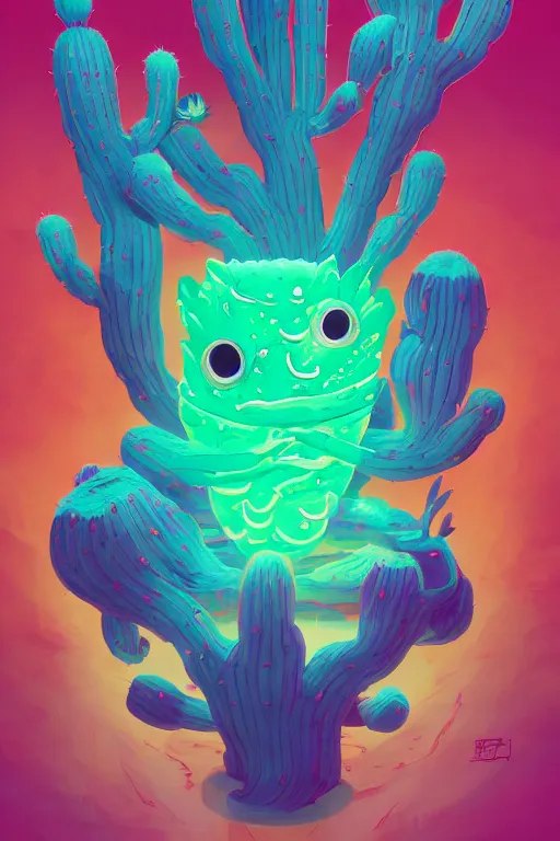 Image similar to roots cactus sushi cristal smurf ghost creature animal sushi cristal very big eye roots cactus elemental flush of force nature micro world fluo fishscale, behance hd by jesper ejsing, by rhads, makoto shinkai and lois van baarle, ilya kuvshinov, rossdraws radiating a glowing aura global illumination ray tracing hdr