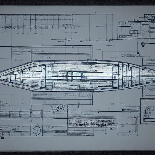 Image similar to a blueprint of a spaceship