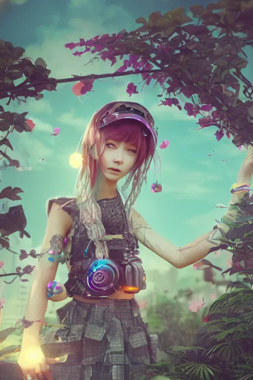 Image similar to solarpunk girl kawaii, ultra realistic, concept art, intricate details, highly detailed, photorealistic, octane render, 8 k