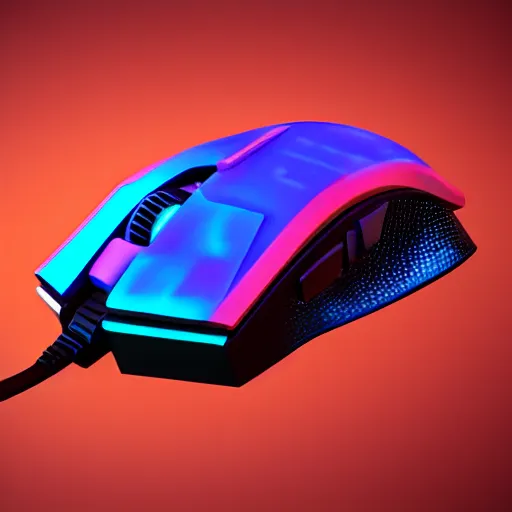 Prompt: cyberpunk style computer mouse, product photo, ultra detail, octane render