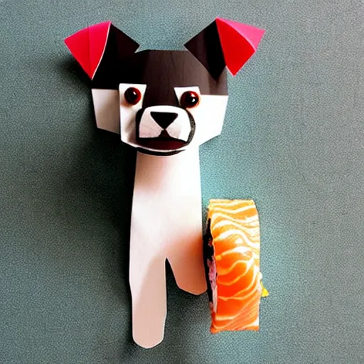 Image similar to a dog made by sushi