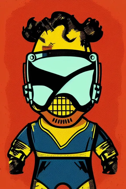 Image similar to fallout 7 6 retro futurist illustration art by butcher billy, sticker, colorful, illustration, highly detailed, simple, smooth and clean vector curves, no jagged lines, vector art, smooth andy warhol style