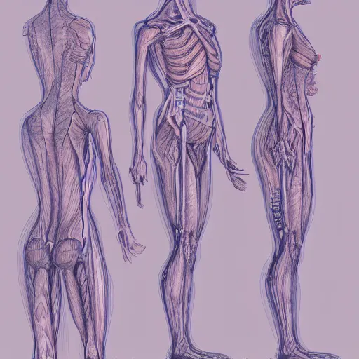 Image similar to how the nervous system works, sketch, medical drawing with annotations, digital Painting, artstation, ultradetailed