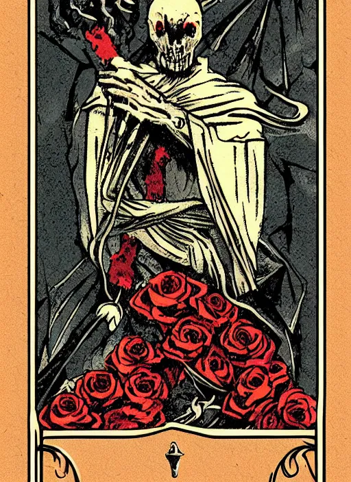 Image similar to tarot card :: horror :: vampire :: blood and roses :: by Yurtsev and Darkchylde