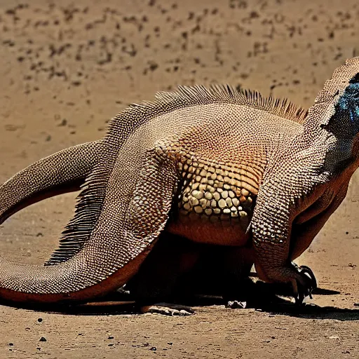 Image similar to a hybrid between a komodo-dragon and a pangolin, national geographic file-photo, photography