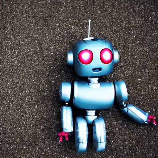 Image similar to <photograph robot='friendly adorable' robot-origin='futuristic robot store'>Cute Robot Shows You It's Favorite Toy</photograph>