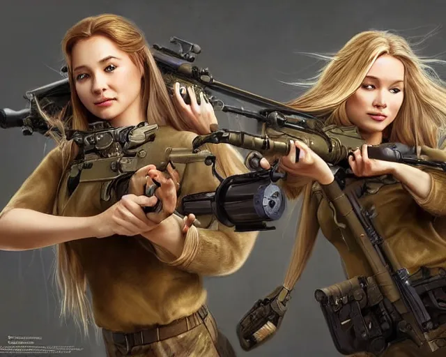 Image similar to disney princess with long blonde hair with m 9 0 sniper rifle on back : : weta disney pixar movie still photo : : hi - fructose, decadent highly - detailed digital painting, golden ratio, octane render, artstation, smooth, sharp focus, artgerm, mucha, loish, wlop