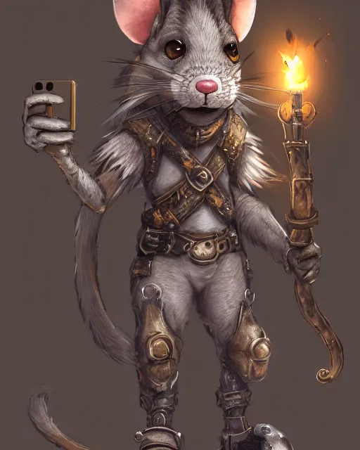 Prompt: a full body shot of an anthro furry rat wearing a fantasy armor making a selfie, fantasy, artstation, furry art, furaffinity, deviantart, symmetrical, highly detailed, award winning, trending
