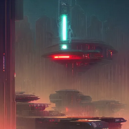 Image similar to highly detailed brutalist architecture city, star wars imperial style, neon lights, dramatic sky, stephen bliss, unreal engine, fantasy art by greg rutkowski, loish, rhads, ferdinand knab, makoto shinkai, ilya kuvshinov, rossdraws, global illumination, radiant light, detailed and intricate environment