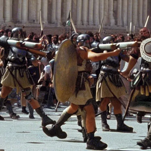 Image similar to roman legions shooting in front of the pentagon ( 2 0 0 3 )