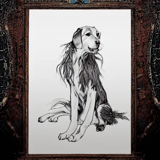 Image similar to photo of a dog anime-style girl in the style of Arthur Rackham realistic wide focus 8k ultra insanely detailed intricate elegant art