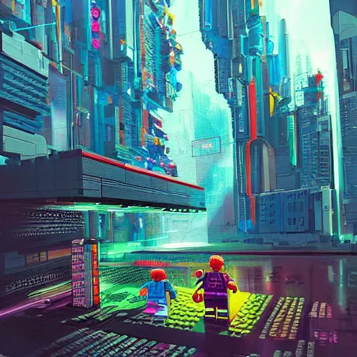 Image similar to lego art, cyberpunk, sci - fi, beautiful.