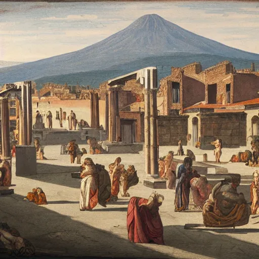 Image similar to the view of pompeii painted in the style of martinus rørbye