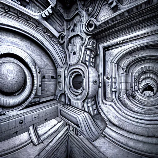 Prompt: open portal to another dimension, with white turbulent image of different time space, high detail, intricate, giger, photo realistic, 8 k